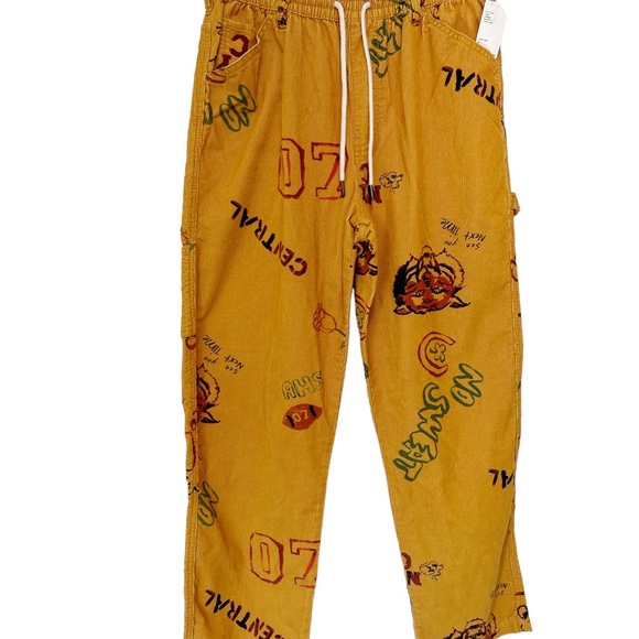 NEW BDG Urban Outfitters Orange Corduroy All Over Print Drawstring Pants Sz L - Picture 3 of 6